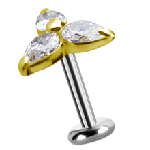18K Gold Attachment with Pear Shape Swarovski Crystal (Push Fit)
