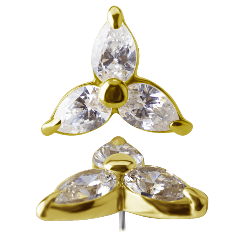 18K Gold Attachment with Pear Shape Swarovski Crystal (Push Fit) Sfere e Componenti