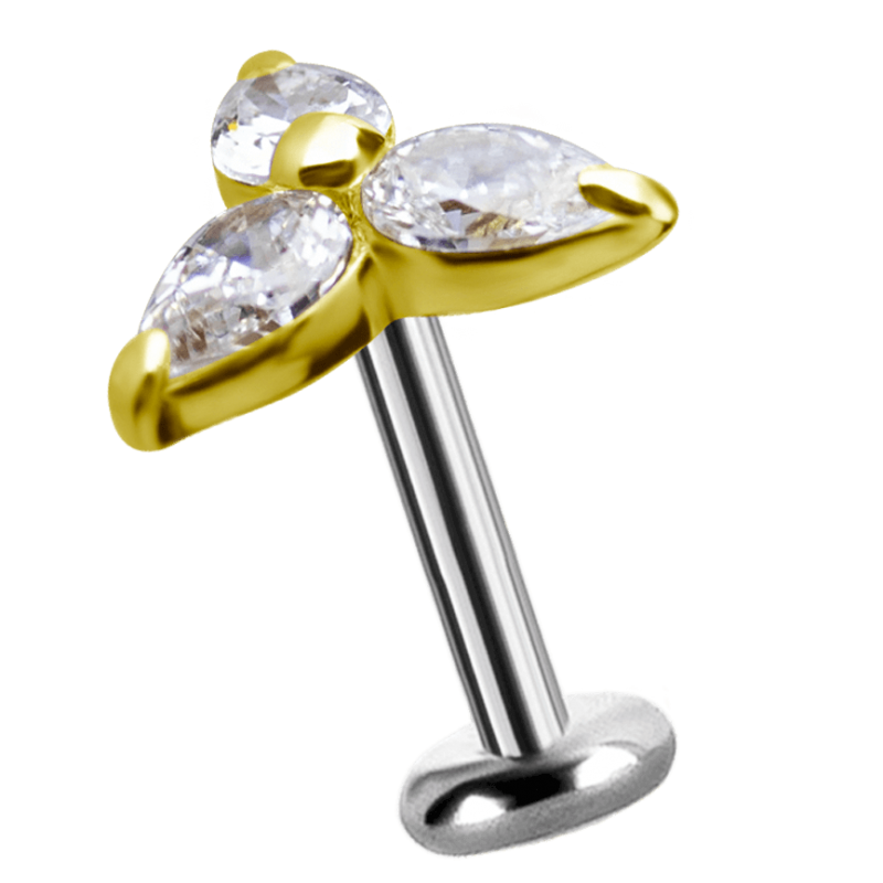18K Gold Attachment with Pear Shape Swarovski Crystal (Push Fit) Sfere e Componenti