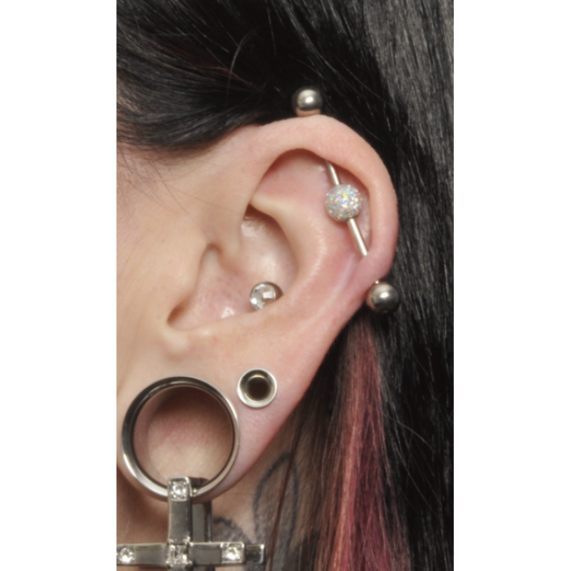 Double Threaded Crystal Ball Orecchio