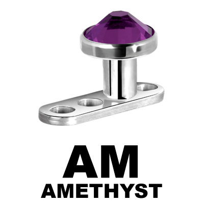 Titanium 3 Hole Dermal Anchor with Jewelled Disc (1.2mm Internally Threaded) Microdermal, Skin Diver & Surface Bar
