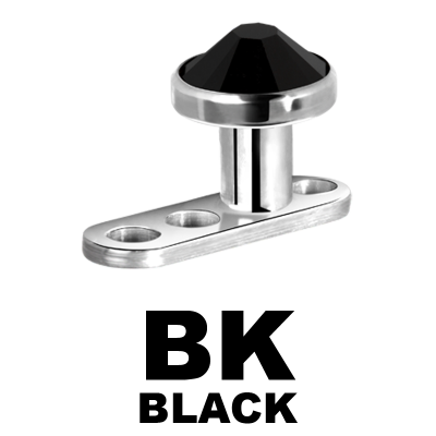 Titanium 3 Hole Dermal Anchor with Jewelled Disc (1.2mm Internally Threaded) Microdermal, Skin Diver & Surface Bar