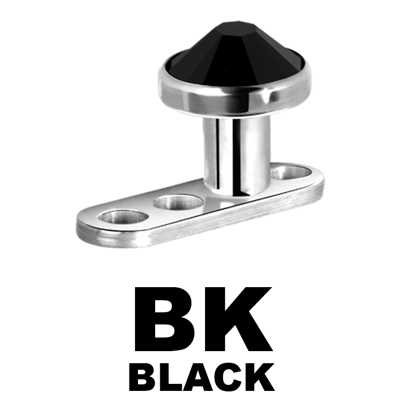 Titanium 3 Hole Dermal Anchor with Jewelled Disc (1.2mm Internally Threaded) Microdermal, Skin Diver & Surface Bar