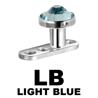 Titanium 3 Hole Dermal Anchor with Jewelled Disc (1.2mm Internally Threaded) Microdermal, Skin Diver & Surface Bar