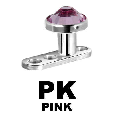 Titanium 3 Hole Dermal Anchor with Jewelled Disc (1.2mm Internally Threaded) Microdermal, Skin Diver & Surface Bar