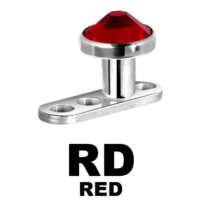 Titanium 3 Hole Dermal Anchor with Jewelled Disc (1.2mm Internally Threaded) Microdermal, Skin Diver & Surface Bar