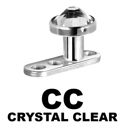 Titanium 3 Hole Dermal Anchor with Jewelled Disc (1.2mm Internally Threaded) Microdermal, Skin Diver & Surface Bar