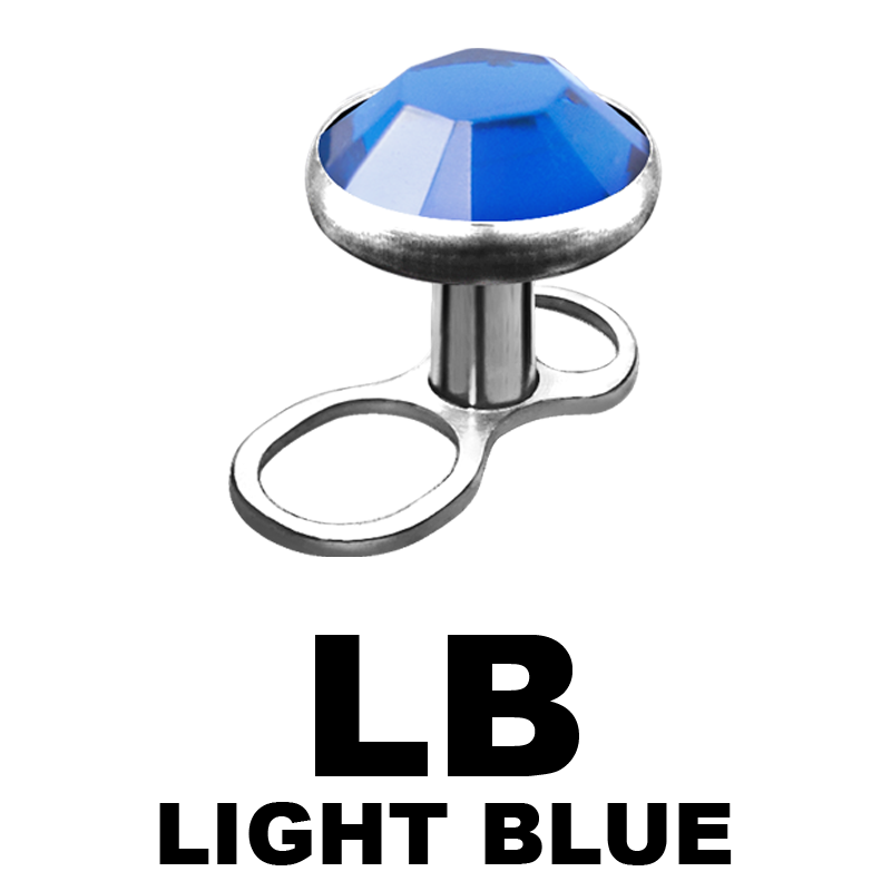 Titanium Microdermal Anchor with 3.0/4.0mm Jewelled Disk (0.8mm Internally Thread)