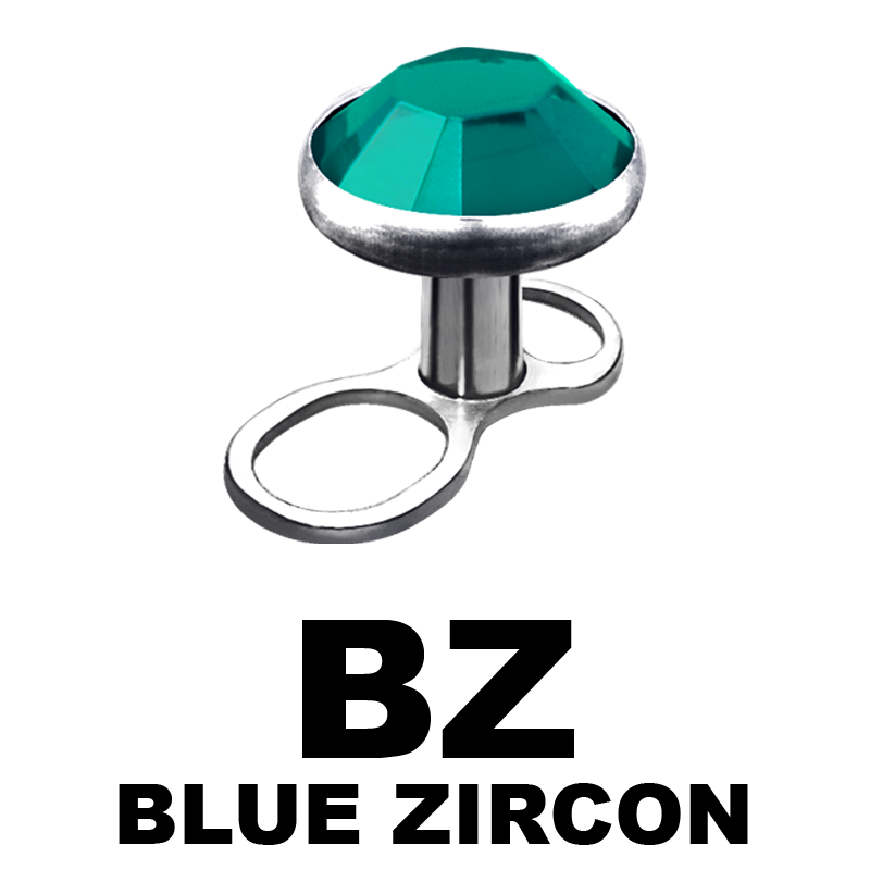 Titanium Microdermal Anchor with 3.0/4.0mm Jewelled Disk (0.8mm Internally Thread)