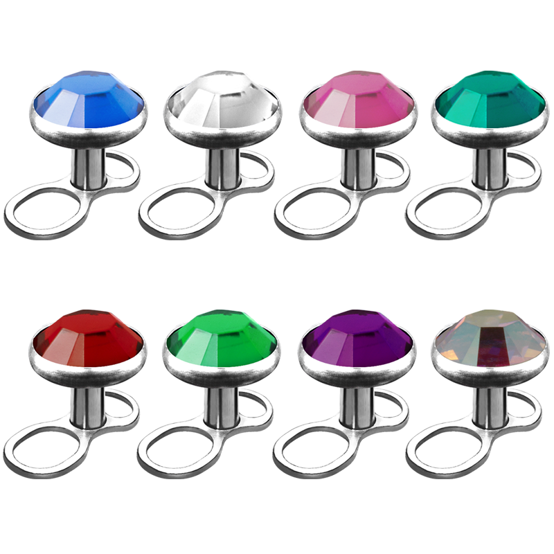 Titanium Microdermal Anchor with 3.0/4.0mm Jewelled Disk (0.8mm Internally Thread)