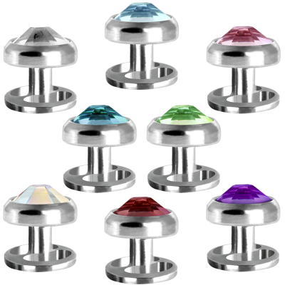 Titanium Microdermal with Removable Jewelled Disc (0.8mm Internally) Microdermal, Skin Diver & Surface Bar