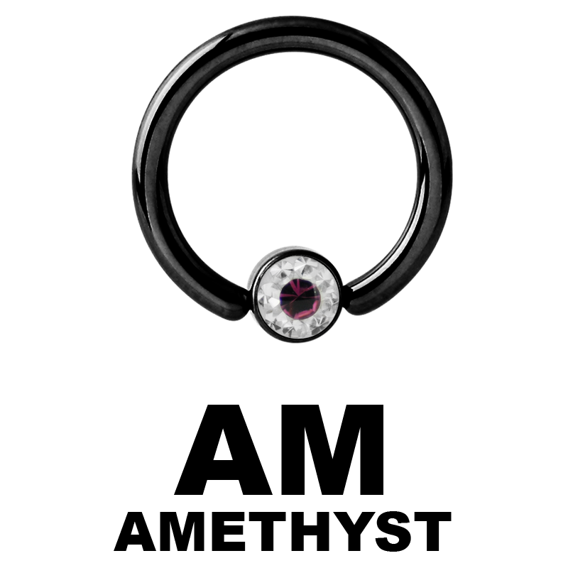 Black Steel Crystal Flat BCR for Upper Lip (4.0mm ball) Smiley Piercing