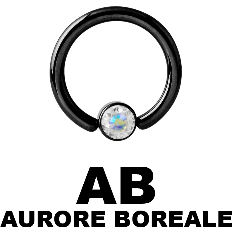 Black Steel Crystal Flat BCR for Upper Lip (4.0mm ball) Smiley Piercing