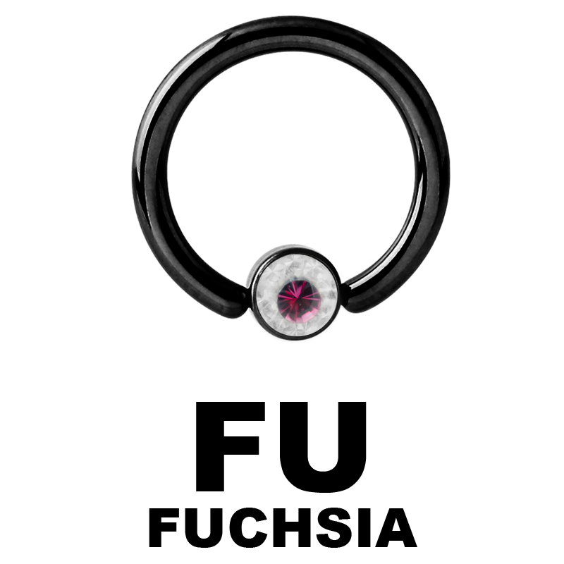 Black Steel Crystal Flat BCR for Upper Lip (4.0mm ball) Smiley Piercing