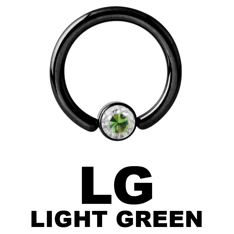 Black Steel Crystal Flat BCR for Upper Lip (4.0mm ball) Smiley Piercing