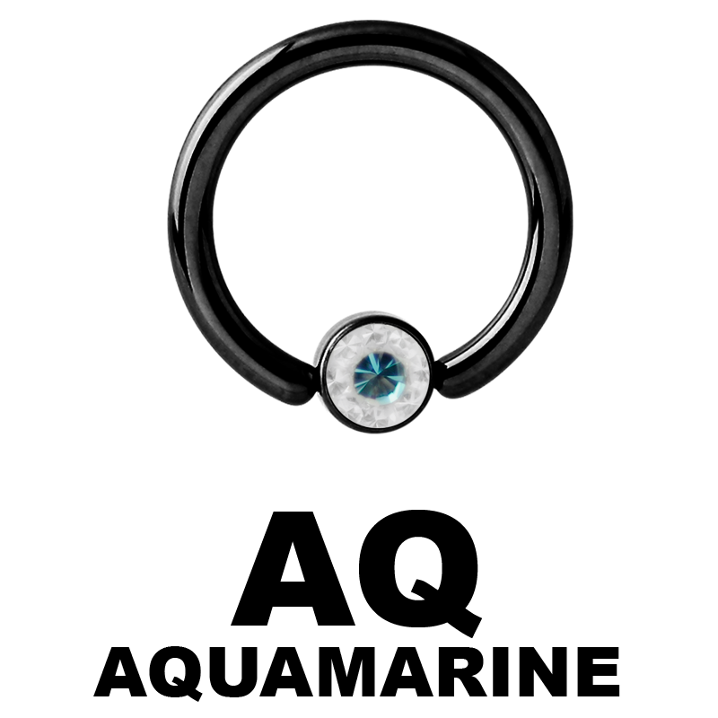 Black Steel Crystal Flat BCR for Upper Lip (4.0mm ball) Smiley Piercing