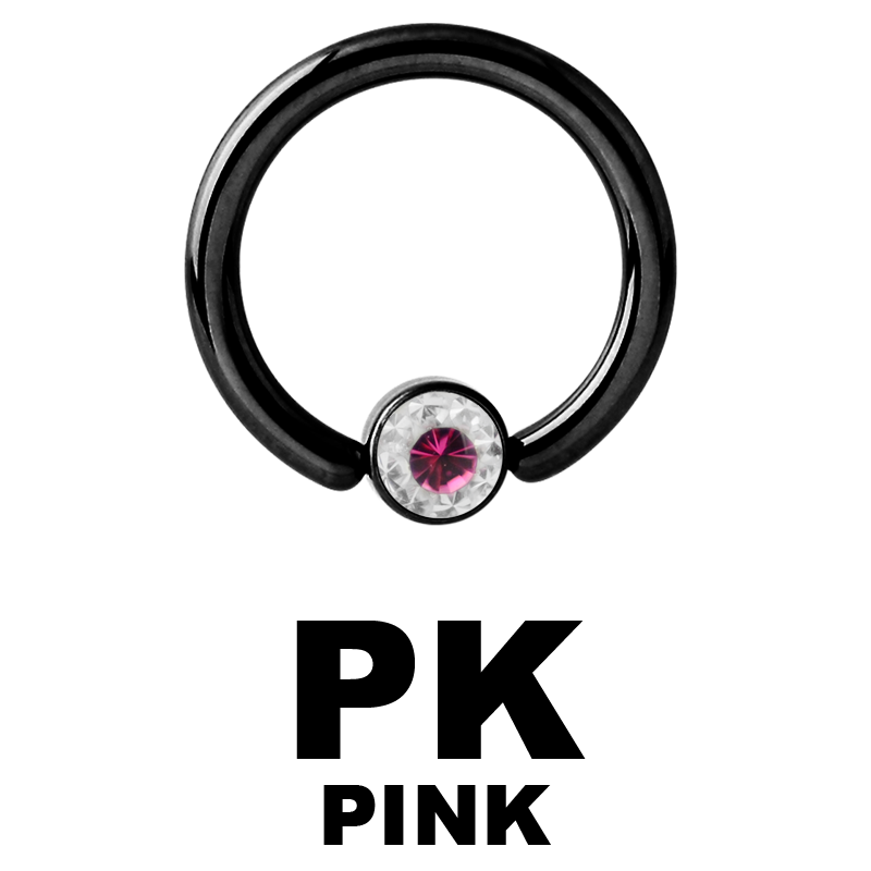 Black Steel Crystal Flat BCR for Upper Lip (4.0mm ball) Smiley Piercing