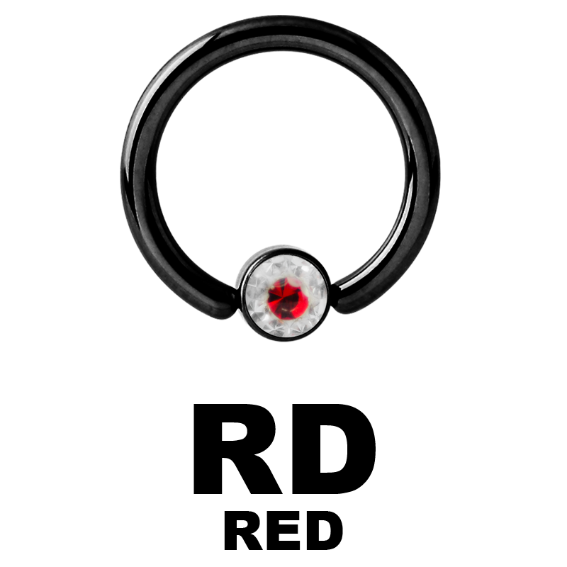 Black Steel Crystal Flat BCR for Upper Lip (4.0mm ball) Smiley Piercing