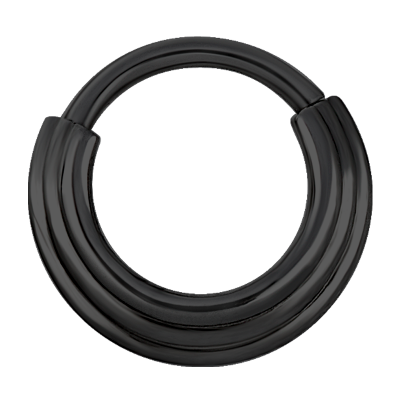Black Steel Hinged Ring 3 Rings Concave Shape Setto