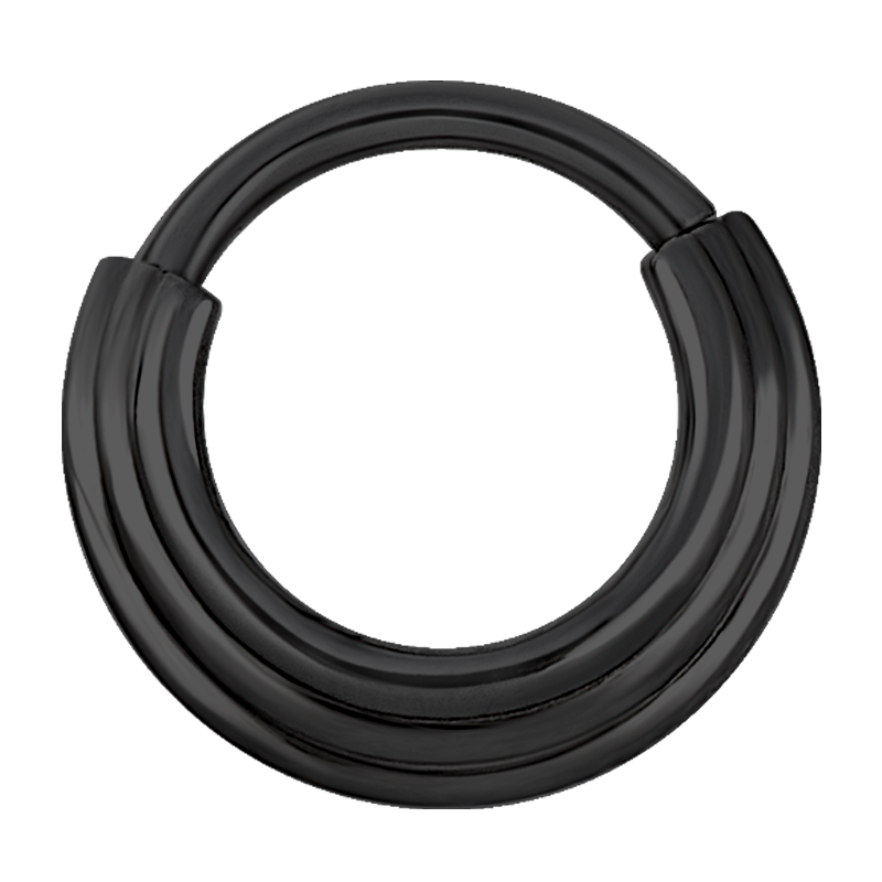 Black Steel Hinged Ring 3 Rings Concave Shape Setto