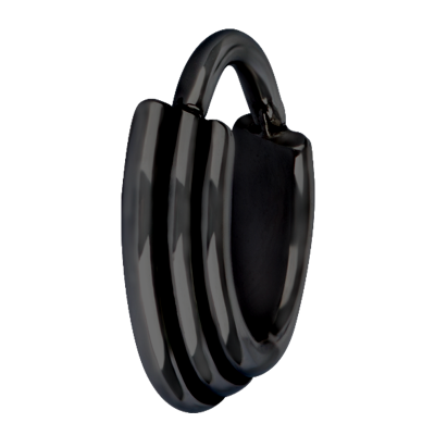 Black Steel Hinged Ring 3 Rings Concave Shape Setto