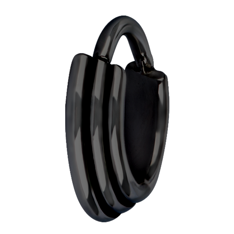 Black Steel Hinged Ring 3 Rings Concave Shape Setto