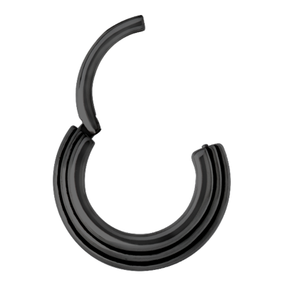 Black Steel Hinged Ring 3 Rings Concave Shape Setto