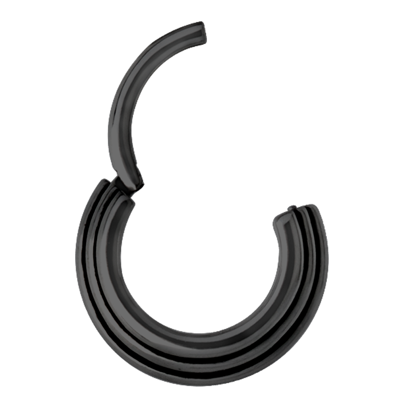 Black Steel Hinged Ring 3 Rings Concave Shape Setto
