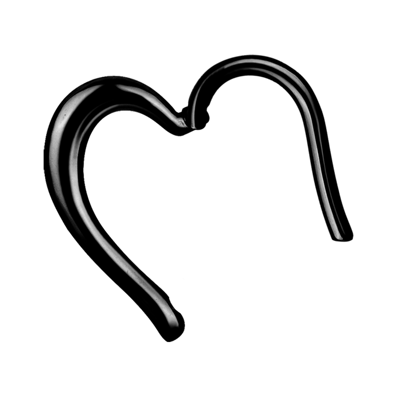 Black Steel Hinged Segment Ring Heart Shape Orecchio