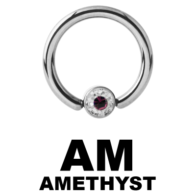 Titanium Crystal Flat BCR for Upper Lip (4.0mm ball) Smiley Piercing