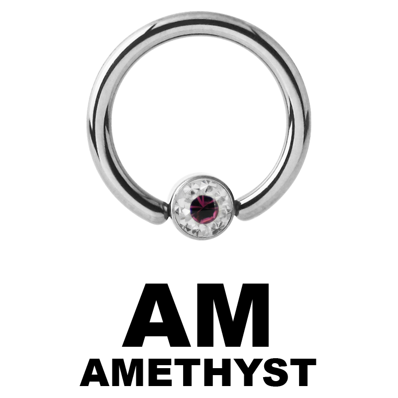 Titanium Crystal Flat BCR for Upper Lip (4.0mm ball) Smiley Piercing