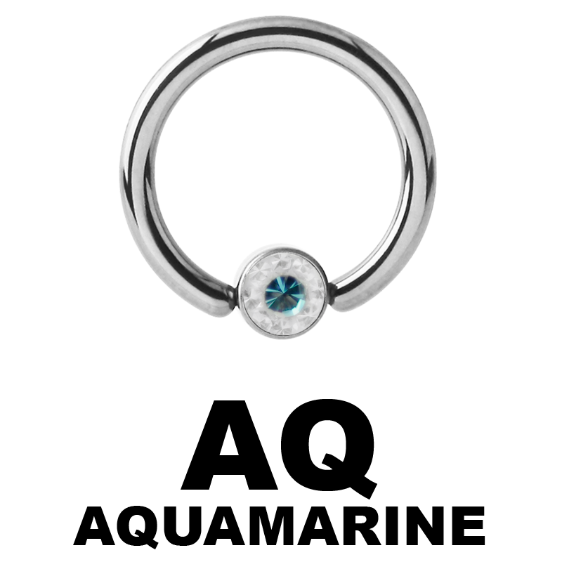 Titanium Crystal Flat BCR for Upper Lip (4.0mm ball) Smiley Piercing