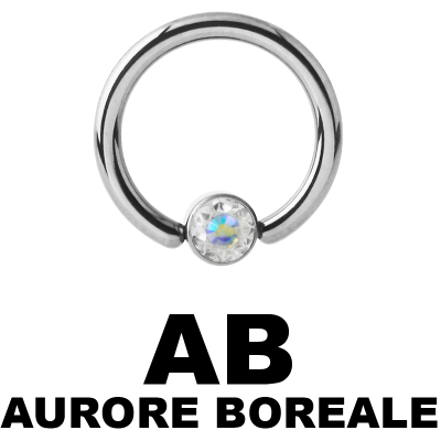 Titanium Crystal Flat BCR for Upper Lip (4.0mm ball) Smiley Piercing