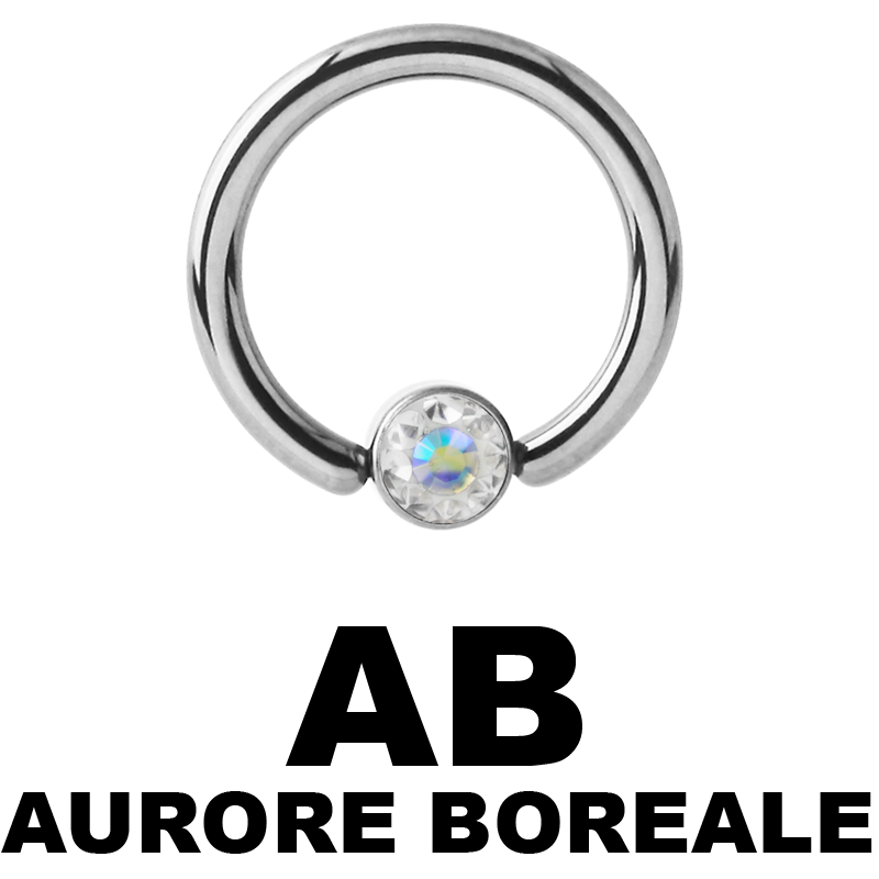 Titanium Crystal Flat BCR for Upper Lip (4.0mm ball) Smiley Piercing