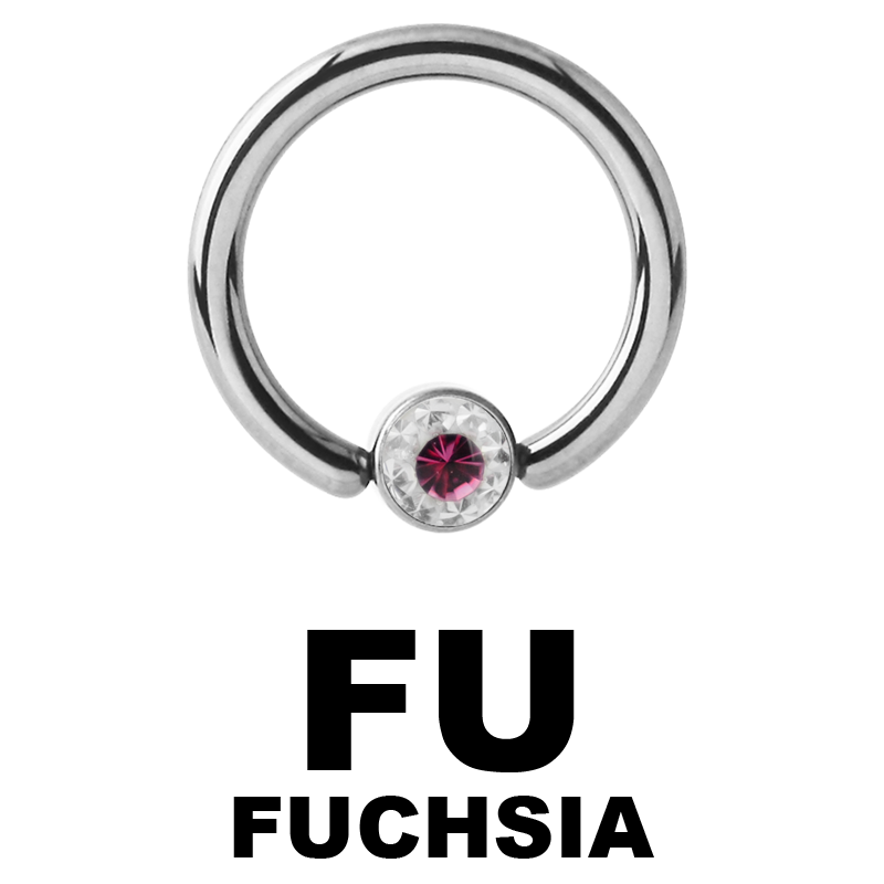 Titanium Crystal Flat BCR for Upper Lip (4.0mm ball) Smiley Piercing