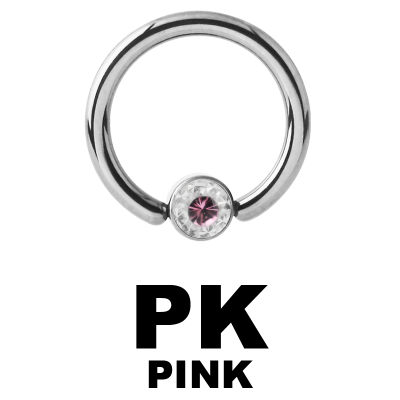 Titanium Crystal Flat BCR for Upper Lip (4.0mm ball) Smiley Piercing