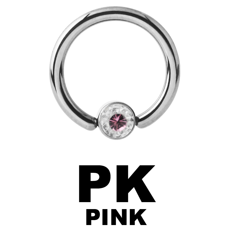 Titanium Crystal Flat BCR for Upper Lip (4.0mm ball) Smiley Piercing