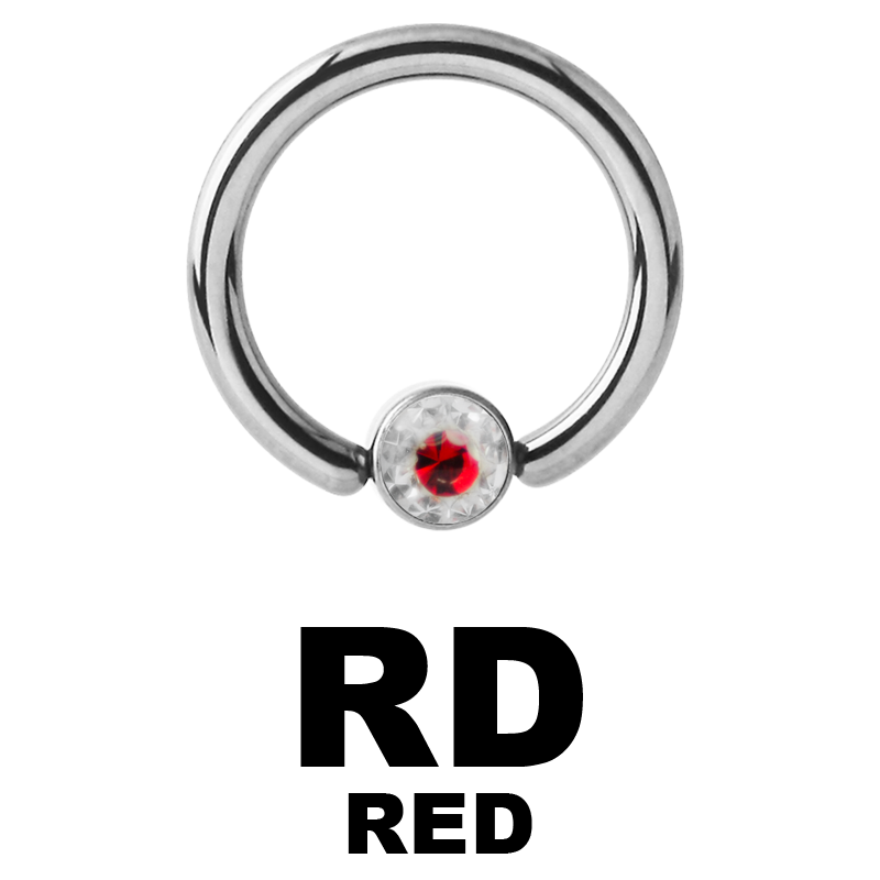 Titanium Crystal Flat BCR for Upper Lip (4.0mm ball) Smiley Piercing