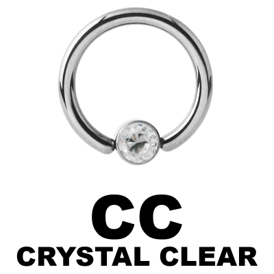 Titanium Crystal Flat BCR for Upper Lip (4.0mm ball) Smiley Piercing