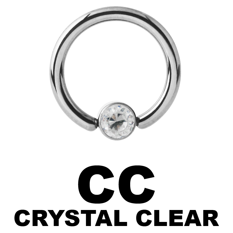 Titanium Crystal Flat BCR for Upper Lip (4.0mm ball) Smiley Piercing