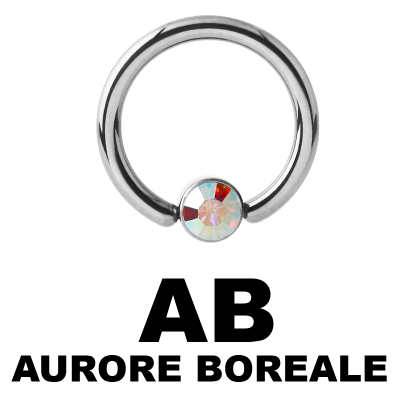 Titanium Highline Ring with Jewelled Flat Back Ball Smiley Piercing