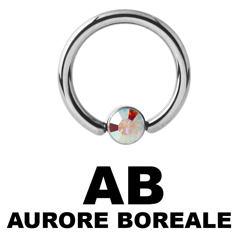 Titanium Highline Ring with Jewelled Flat Back Ball Smiley Piercing