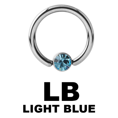 Titanium Highline Ring with Jewelled Flat Back Ball Smiley Piercing