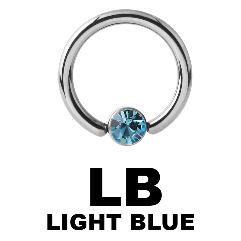 Titanium Highline Ring with Jewelled Flat Back Ball Smiley Piercing