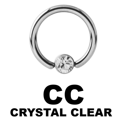 Titanium Highline Ring with Jewelled Flat Back Ball Smiley Piercing