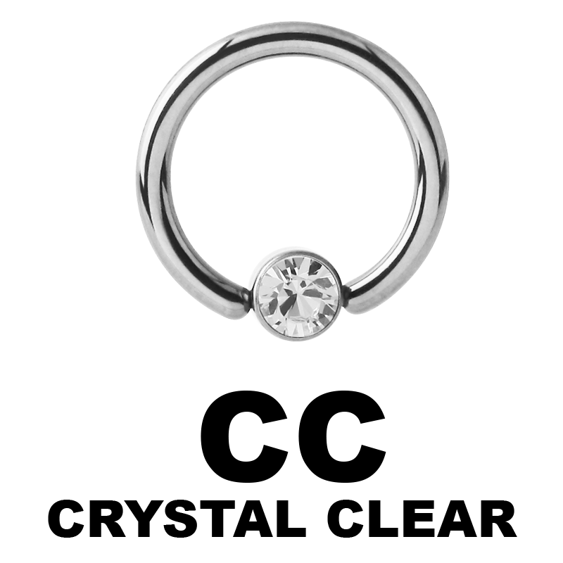 Titanium Highline Ring with Jewelled Flat Back Ball Smiley Piercing