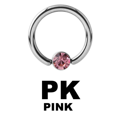 Titanium Highline Ring with Jewelled Flat Back Ball Smiley Piercing
