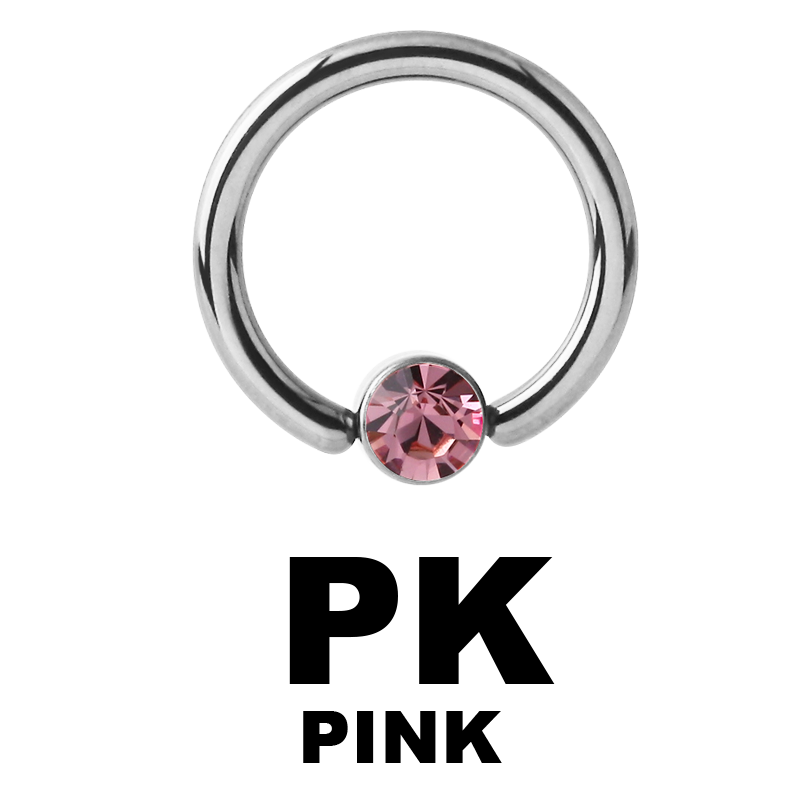 Titanium Highline Ring with Jewelled Flat Back Ball Smiley Piercing