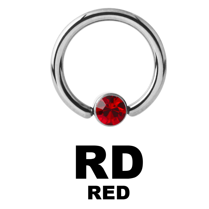 Titanium Highline Ring with Jewelled Flat Back Ball Smiley Piercing