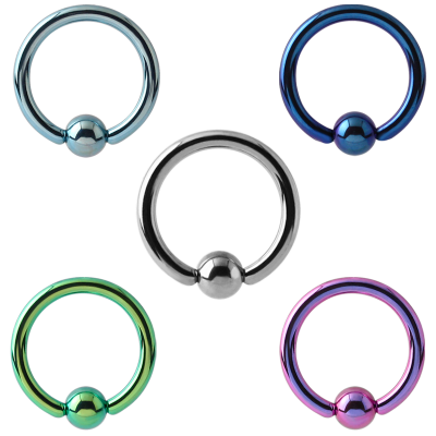 Anodized Titanium Ball Closure Ring Orecchio